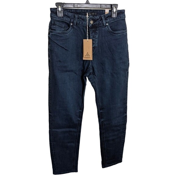 Prana Buxton Jean Deep Blue Mid Rise Button Fly Slim Boyfriend Fit Size 4/27 - Picture 1 of 10